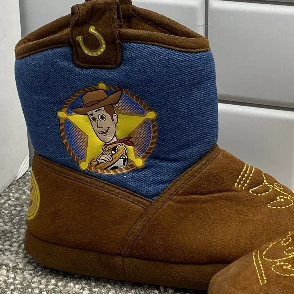 Toy Story Slippers Cowboy Boots Boys 11 12 Woody Soft‎ Disney S4
